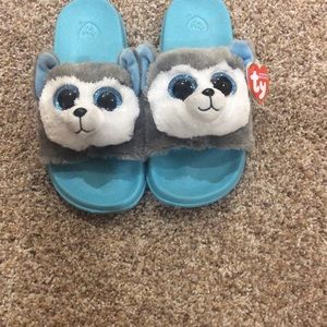 Kids size 4 blue TY stuffed animal shoes new tags